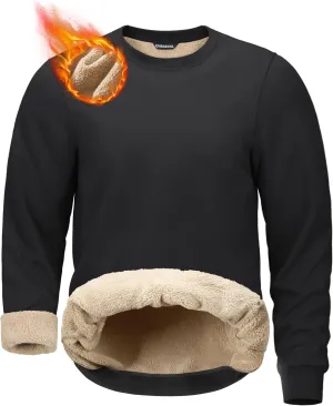 G Gradual Sherpa Lined Sweatshirts for Men Fleece Crewneck Sweatshirt Pullover Warm Shirts for Winter