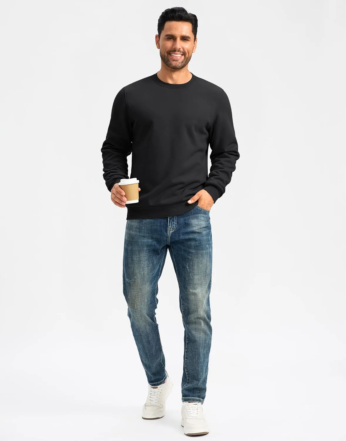 G Gradual Sherpa Lined Sweatshirts for Men Fleece Crewneck Sweatshirt Pullover Warm Shirts for Winter