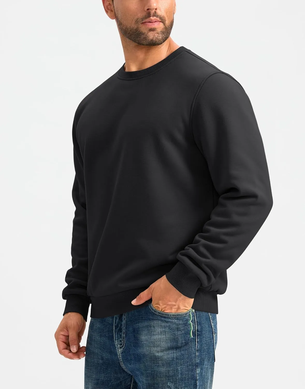 G Gradual Sherpa Lined Sweatshirts for Men Fleece Crewneck Sweatshirt Pullover Warm Shirts for Winter