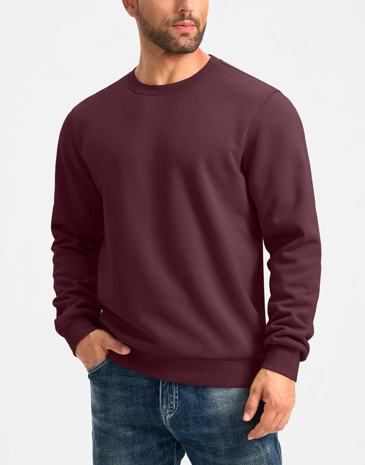 G Gradual Sherpa Lined Sweatshirts for Men Fleece Crewneck Sweatshirt Pullover Warm Shirts for Winter