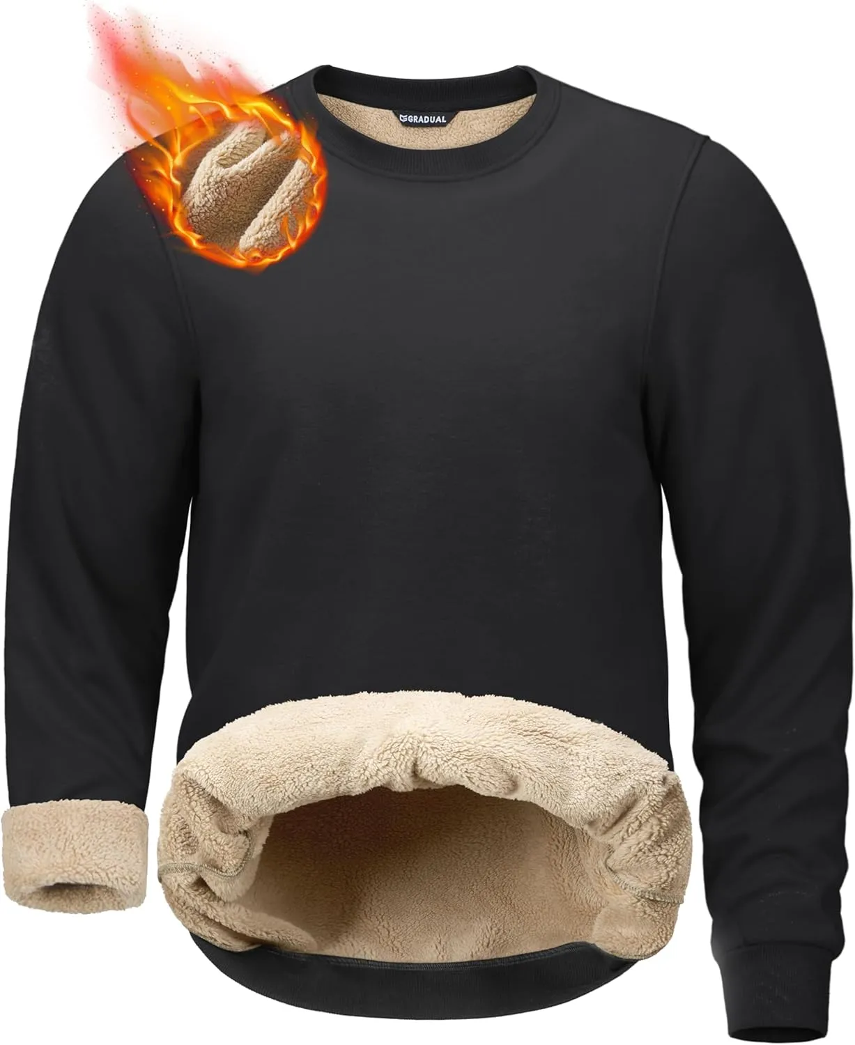G Gradual Sherpa Lined Sweatshirts for Men Fleece Crewneck Sweatshirt Pullover Warm Shirts for Winter