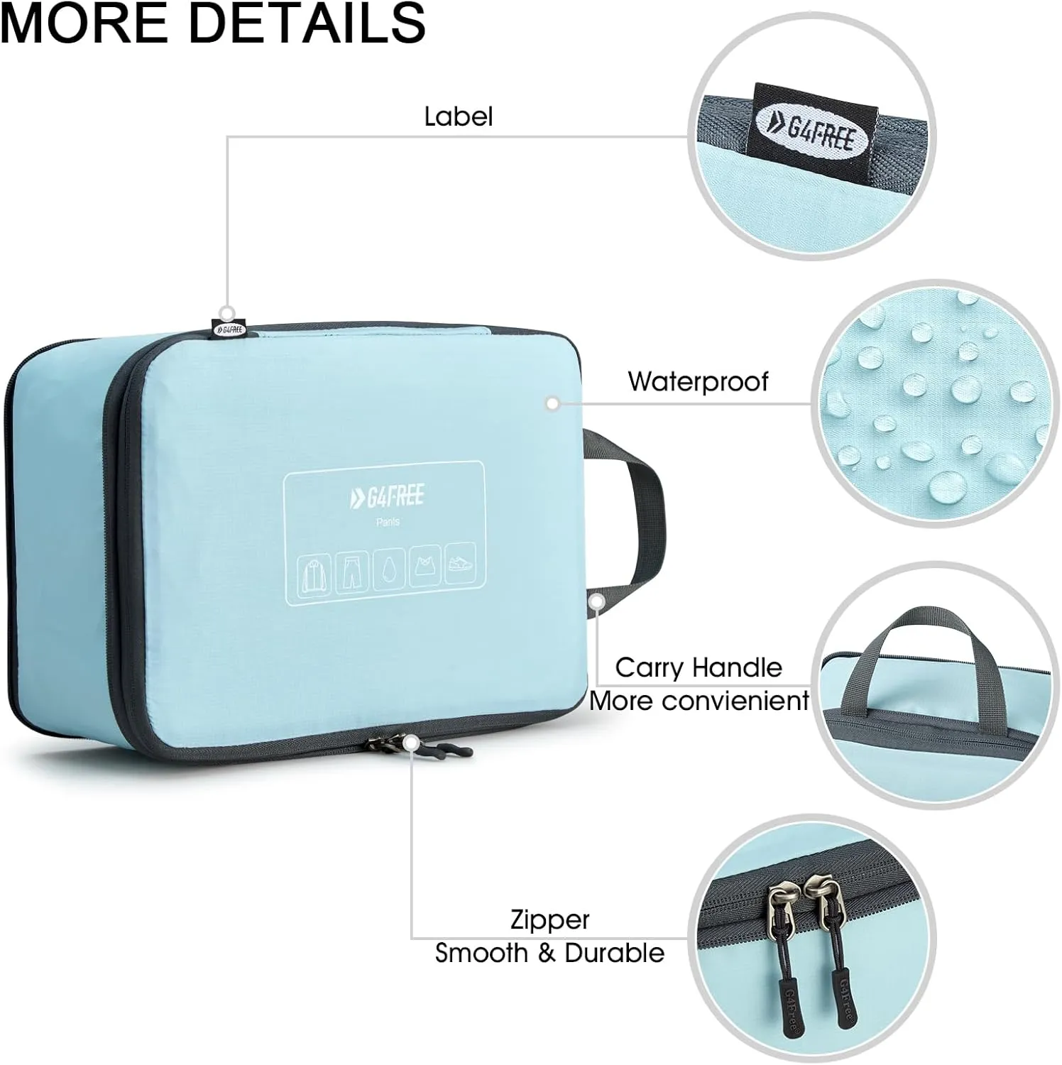 G4Free 6 Set Compression Packing Cubes, 3 sizes Travel Packing Organizers for Suitcases, Expandable Luggage Suitcase Storage Bags Set, Lightweight Packing Cubes Travel Essentials
