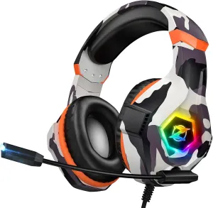 Gaming Headset for PC, Ps4, Ps5, Xbox Headset with 7.1 Surround Sound, Gaming Headphones with Noise Cancelling Mic RGB Light Over Ear Headphones for Xbox Series X/S, Switch-Camo