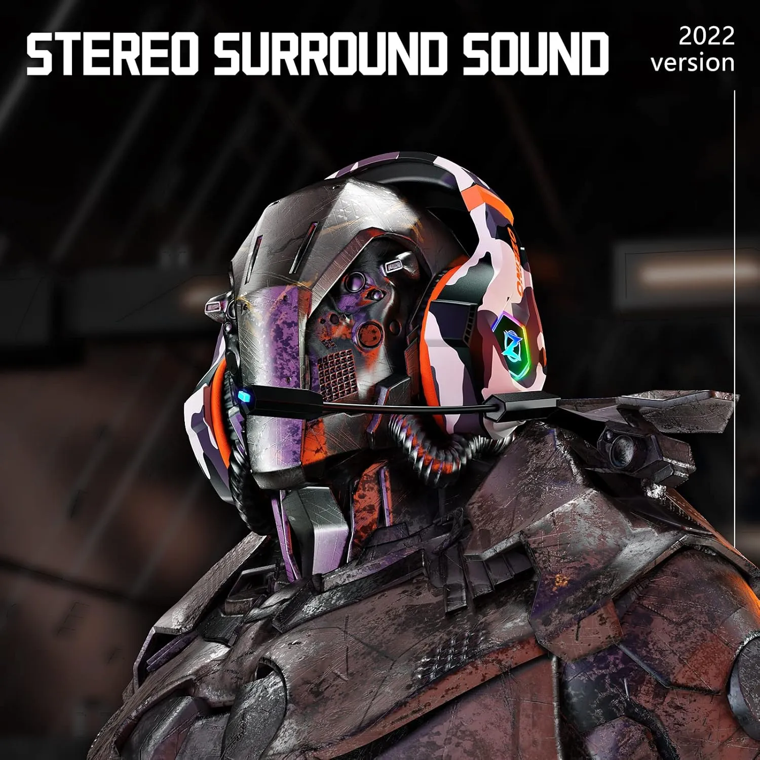 Gaming Headset for PC, Ps4, Ps5, Xbox Headset with 7.1 Surround Sound, Gaming Headphones with Noise Cancelling Mic RGB Light Over Ear Headphones for Xbox Series X/S, Switch-Camo