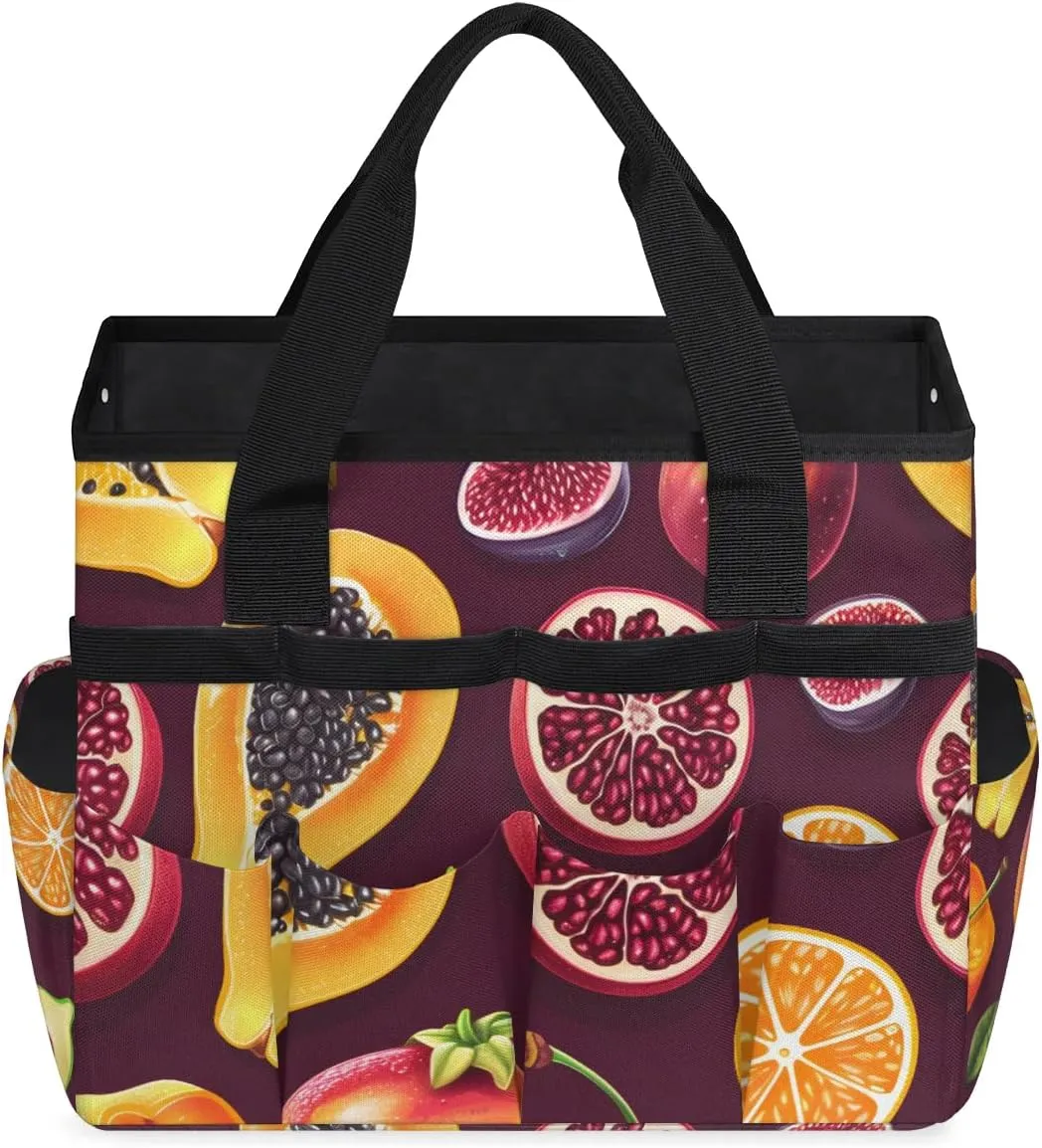 Garden Tool Bag Fruits Pomegranate Garden Tote Bag with Pockets Gardening Organizer Tool Storage Bags for Women Men Indoor Outdoor