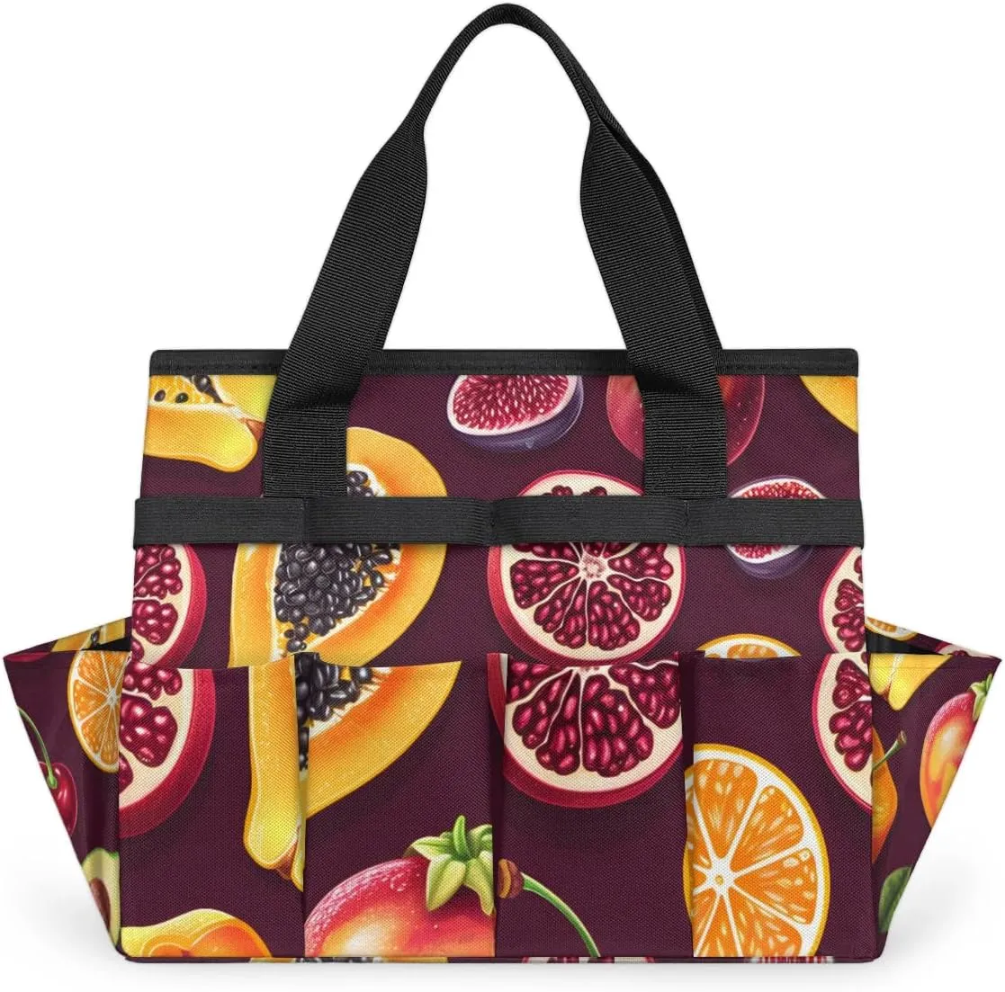 Garden Tool Bag Fruits Pomegranate Garden Tote Bag with Pockets Gardening Organizer Tool Storage Bags for Women Men Indoor Outdoor