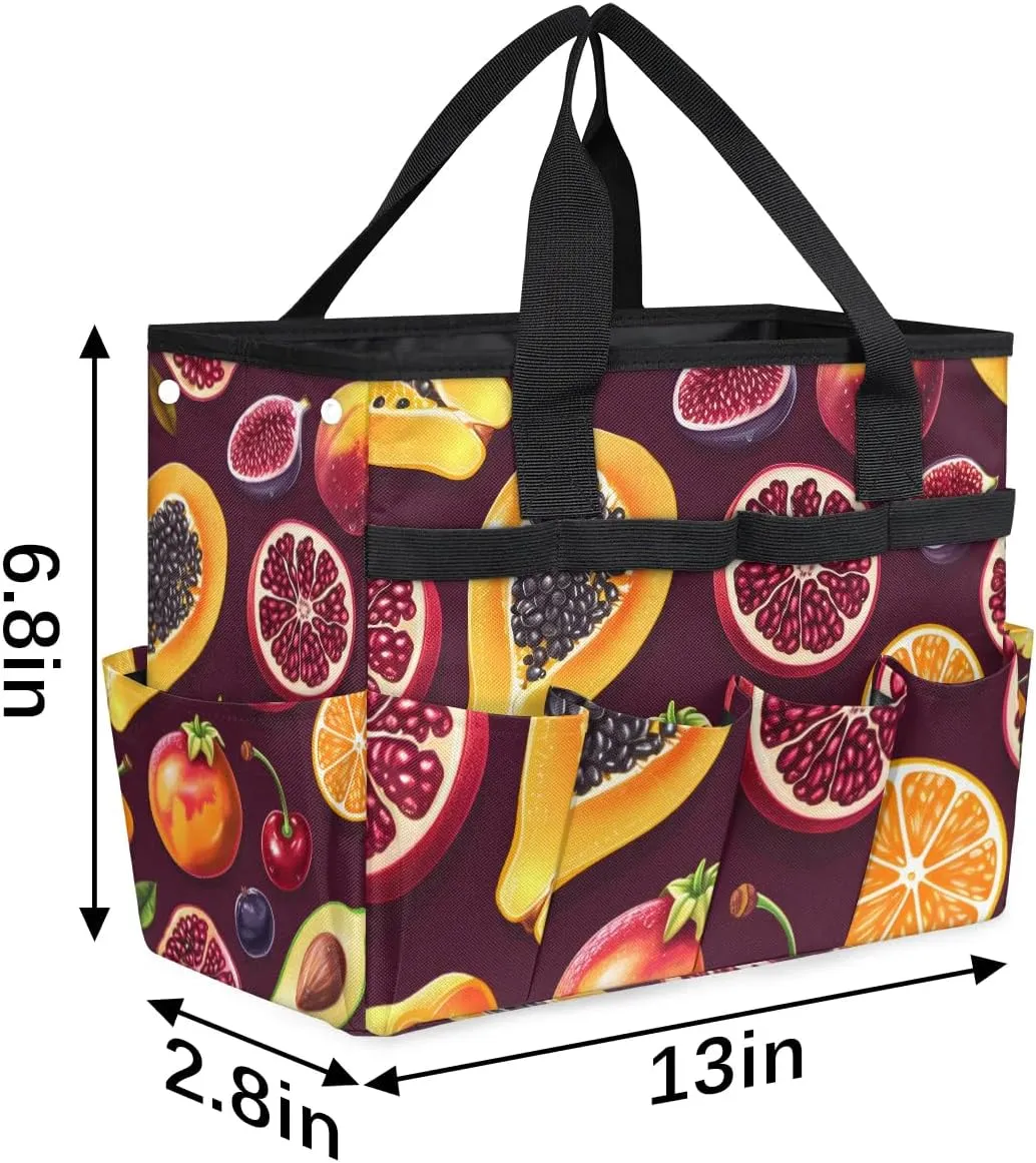 Garden Tool Bag Fruits Pomegranate Garden Tote Bag with Pockets Gardening Organizer Tool Storage Bags for Women Men Indoor Outdoor