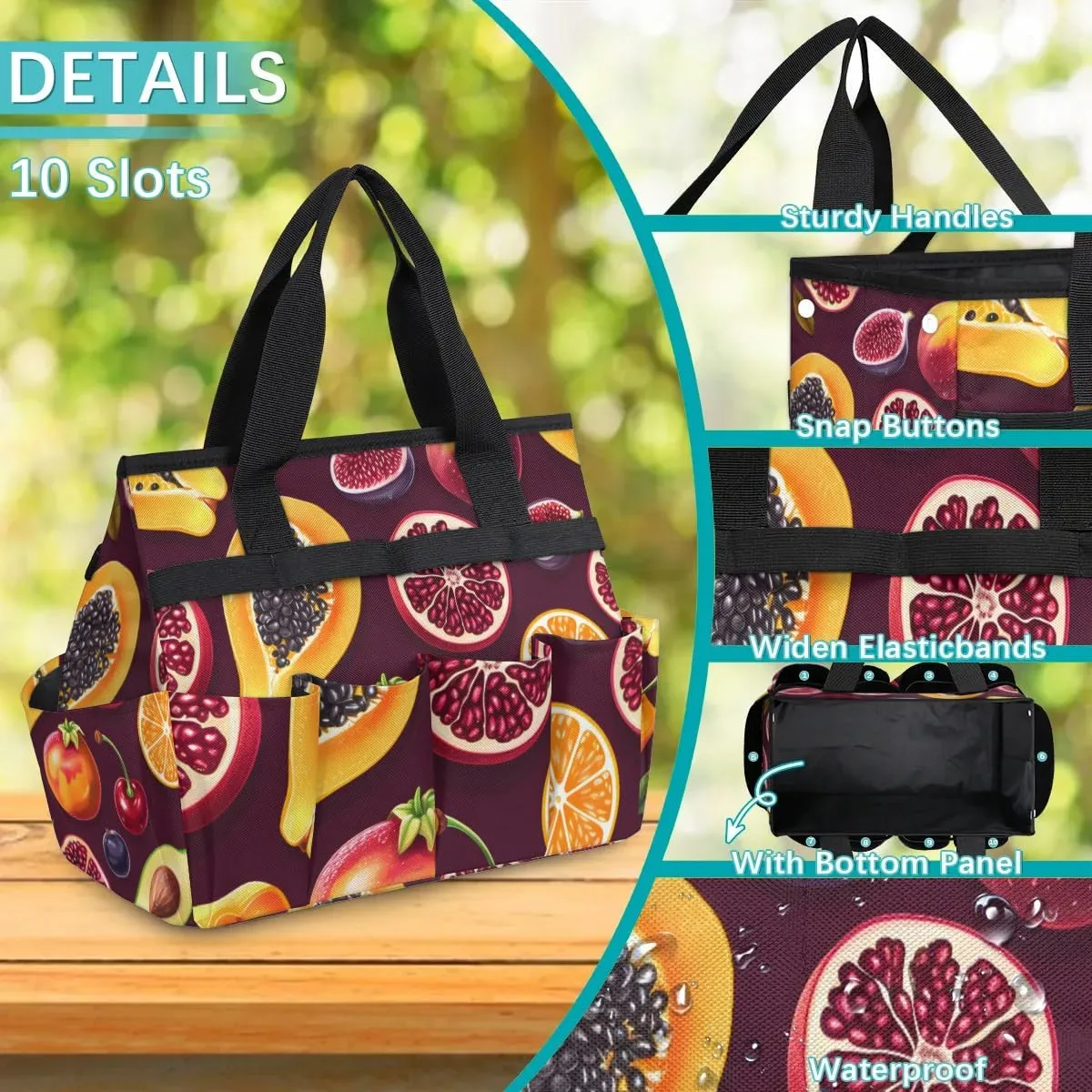 Garden Tool Bag Fruits Pomegranate Garden Tote Bag with Pockets Gardening Organizer Tool Storage Bags for Women Men Indoor Outdoor