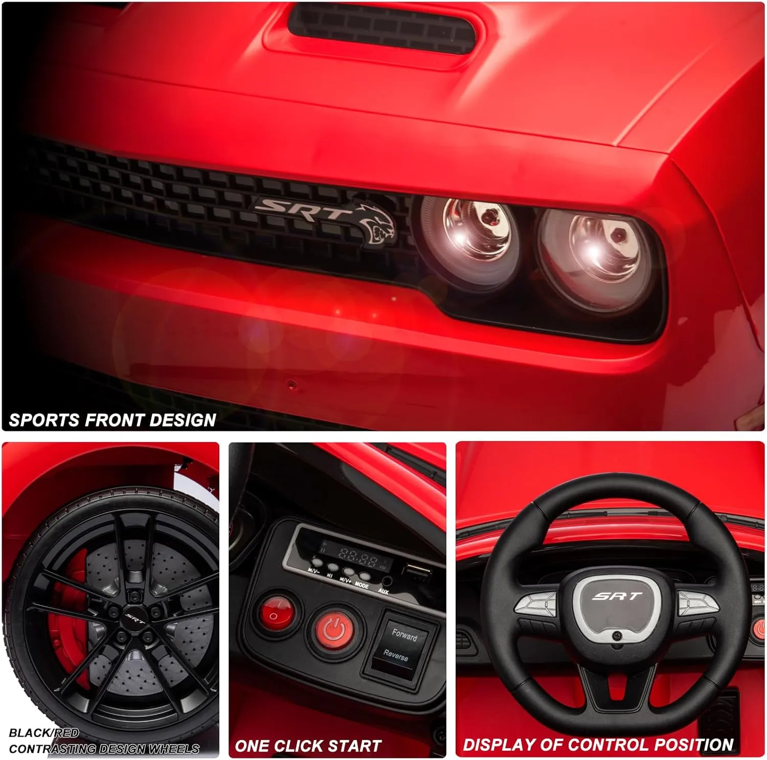 Garvee Licensed Dodge Challenger Kids Electric Car 12V Ride On Car Battery Powered Electric Vehicles with Remote Control, LED Lights, Bluetooth, MP3 for Boys Girls