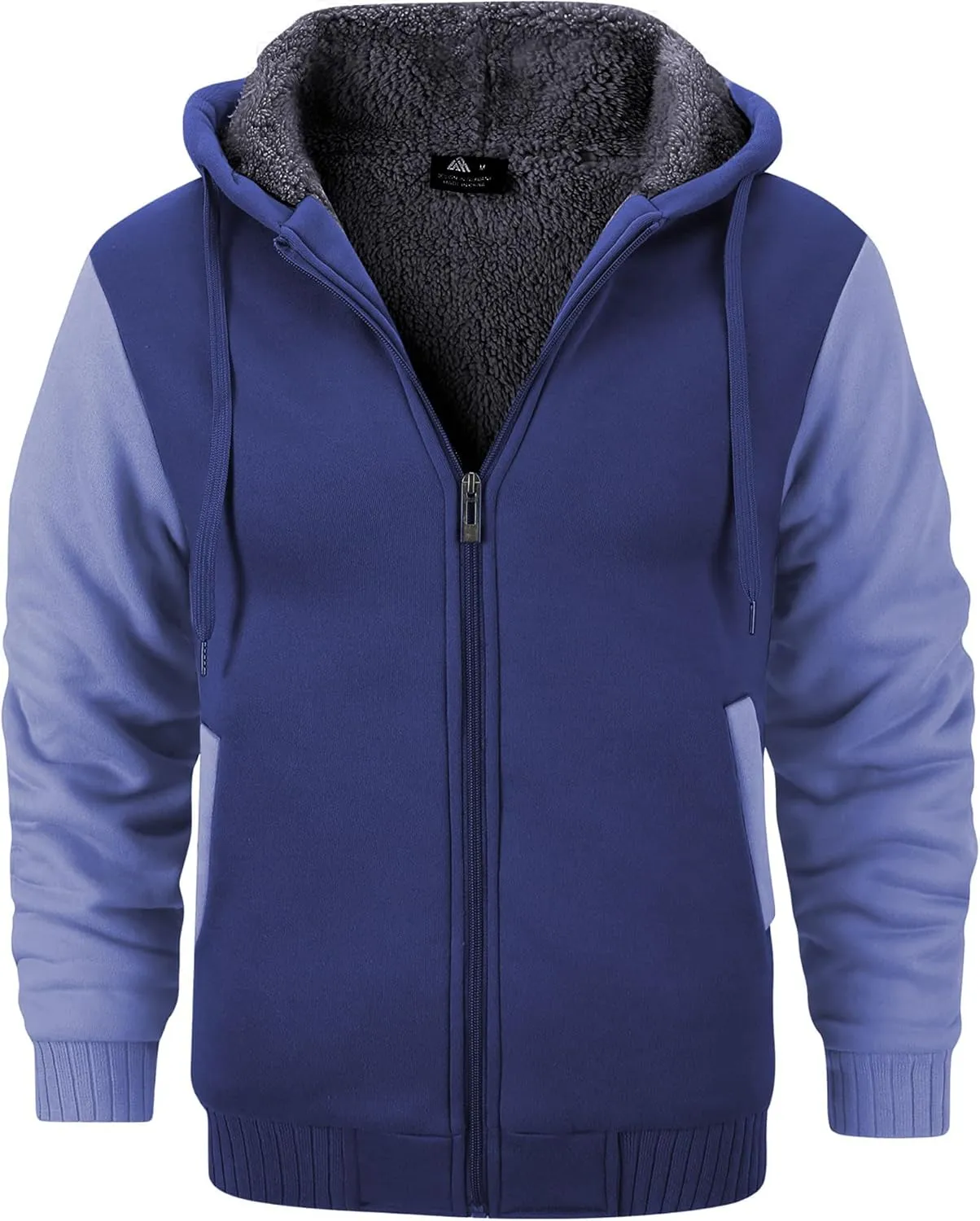 GEEK LIGHTING Men’s Fleece-Lined Zip Up Hoodie, Thick Hooded Jacket Winter Warm Athletic Sweatshirt