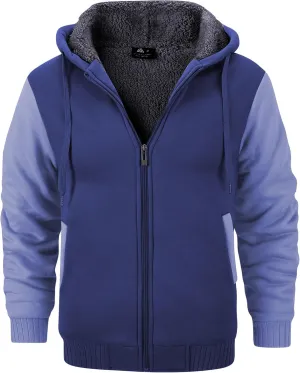 GEEK LIGHTING Men’s Fleece-Lined Zip Up Hoodie, Thick Hooded Jacket Winter Warm Athletic Sweatshirt
