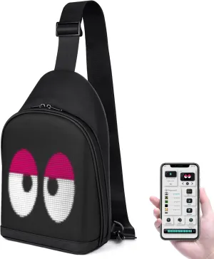 Gelrova City Serise LED Crossbody Bag, Full Color Screen and Programmable DIY, Outdoor Advertising Travel Sling Backpack