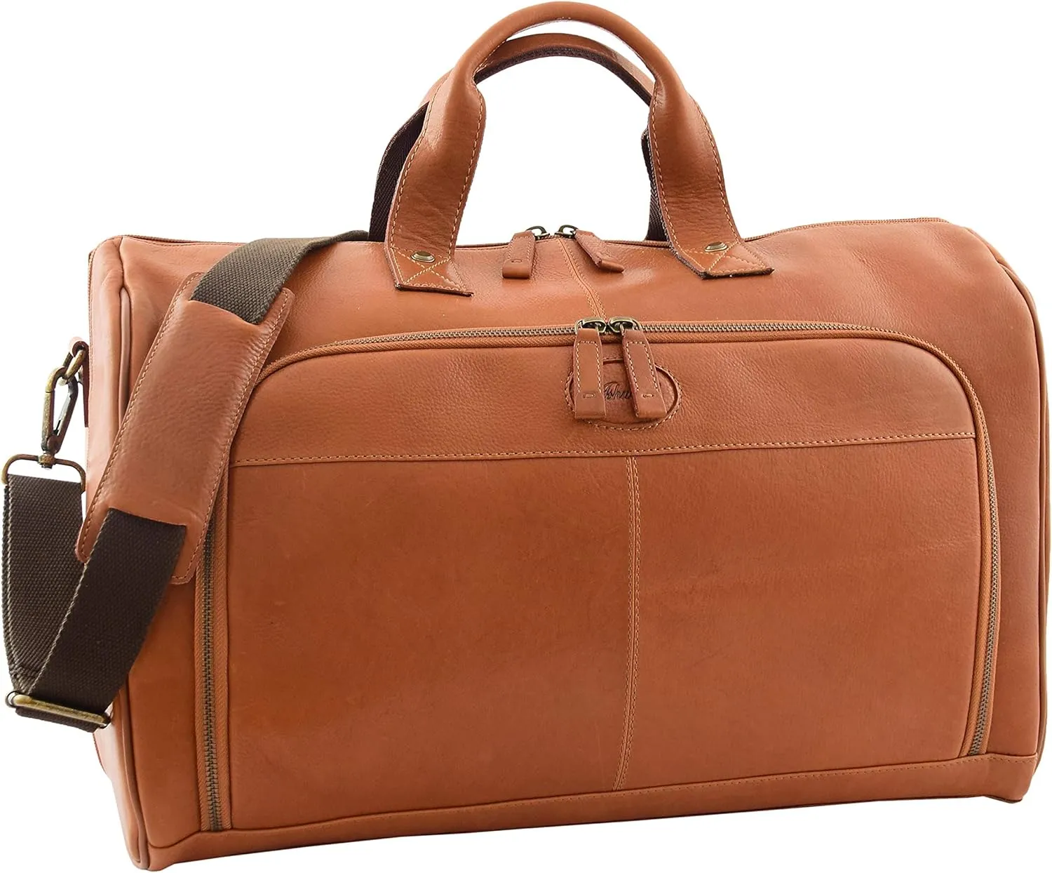 Genuine Leather Holdall Cross Body Large Size Weekend Travel Duffle HL015 Tan