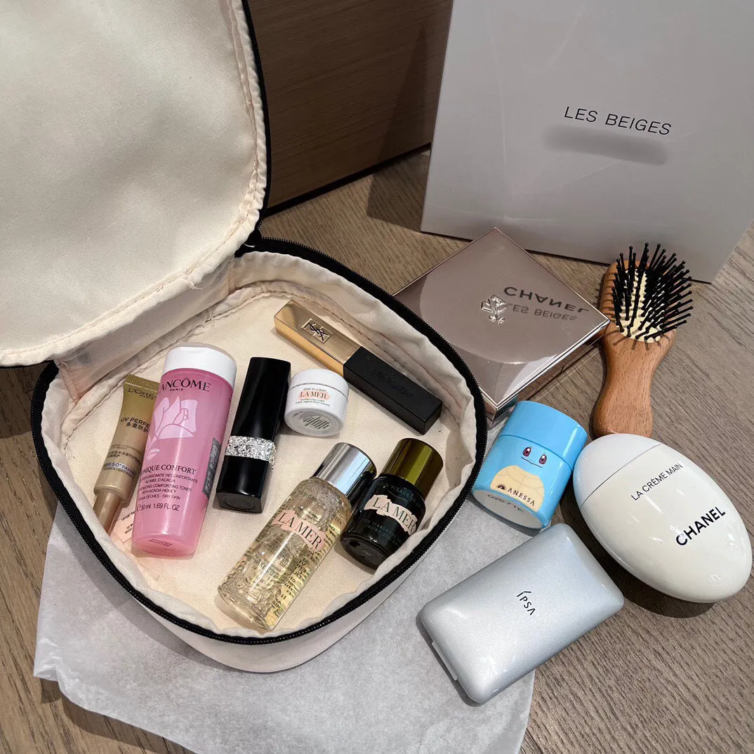 Gift Luxury Series Beige Large Capacity Desktop Cosmetic Bags