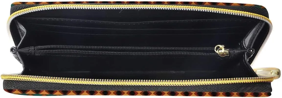 GIFTPUZZ Womens Wallet Turquoise Aztec Horse Pattern Fashion Rfid Blocking Zip Around Clutch for Evening Party Travel Shopping Purse with Card Slots & Zip Coin Pocket