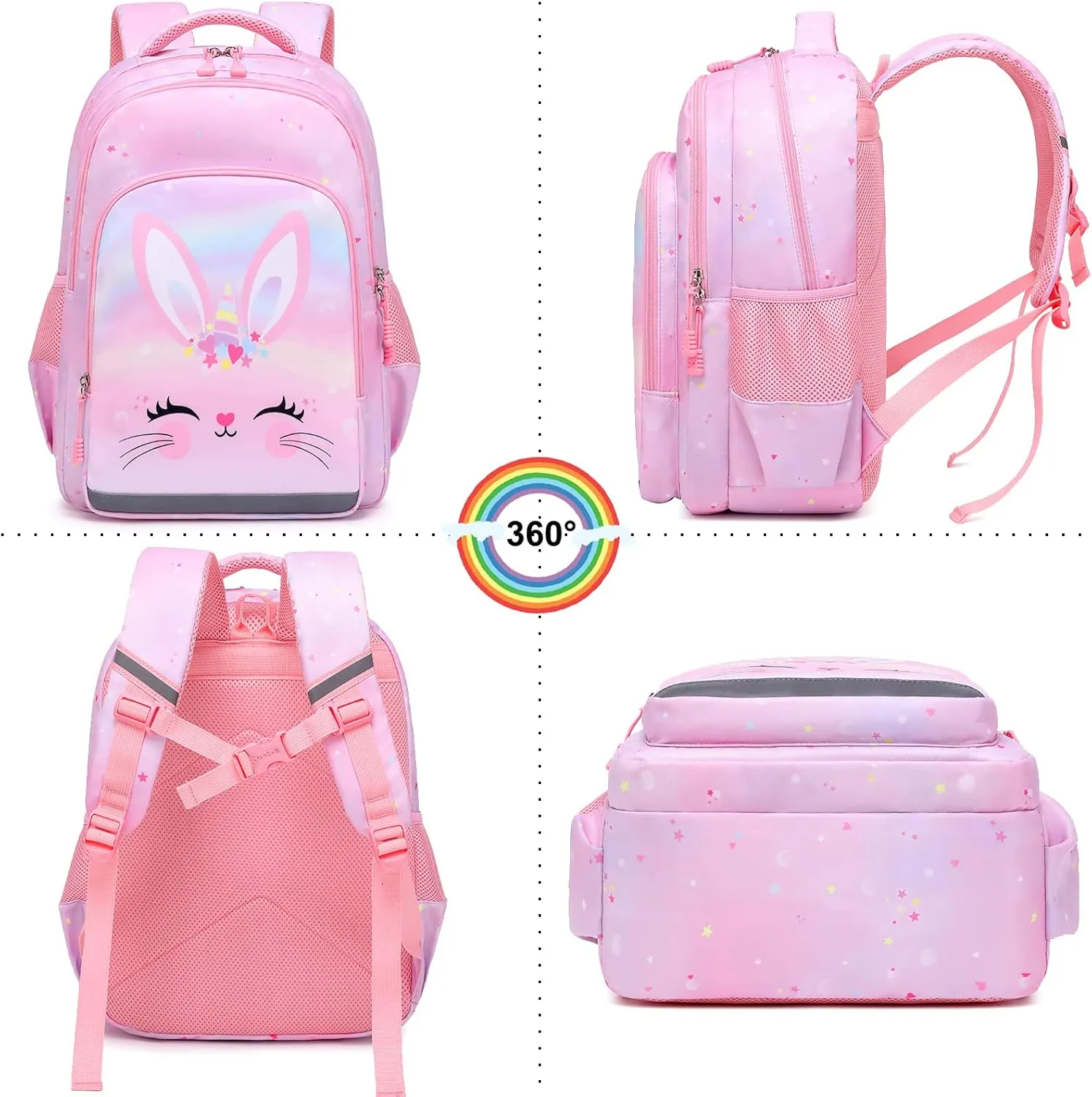 Girls Backpack for Elementary Unicorn Backpack Kids Backpack School Bookbag for Girls 3 in 1 Set Back to School