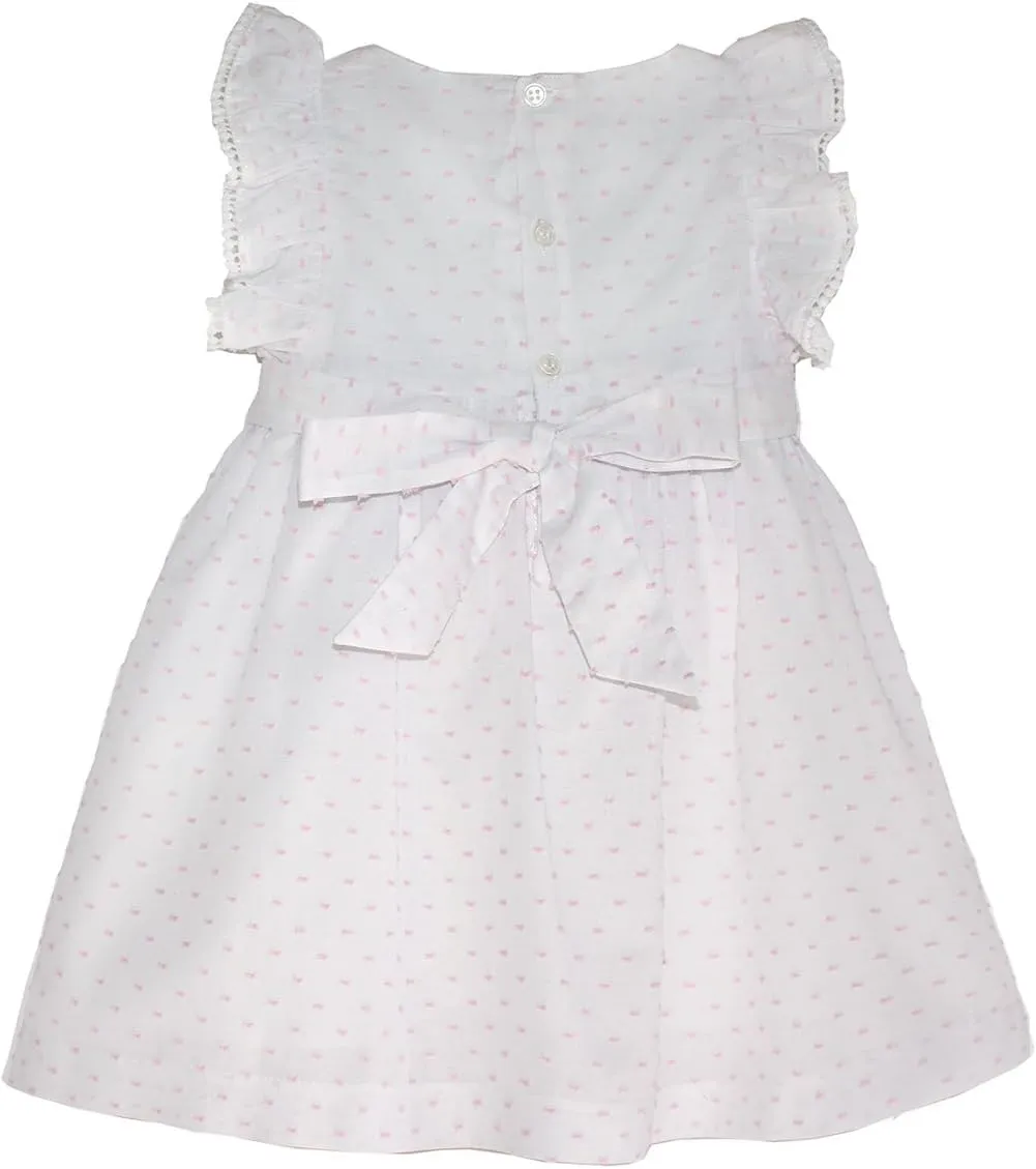 Girls Pin Dot Smocked Angel-Sleeve Dress - Casual Summer Sundress Flower Girl Dress - Infant, Toddler