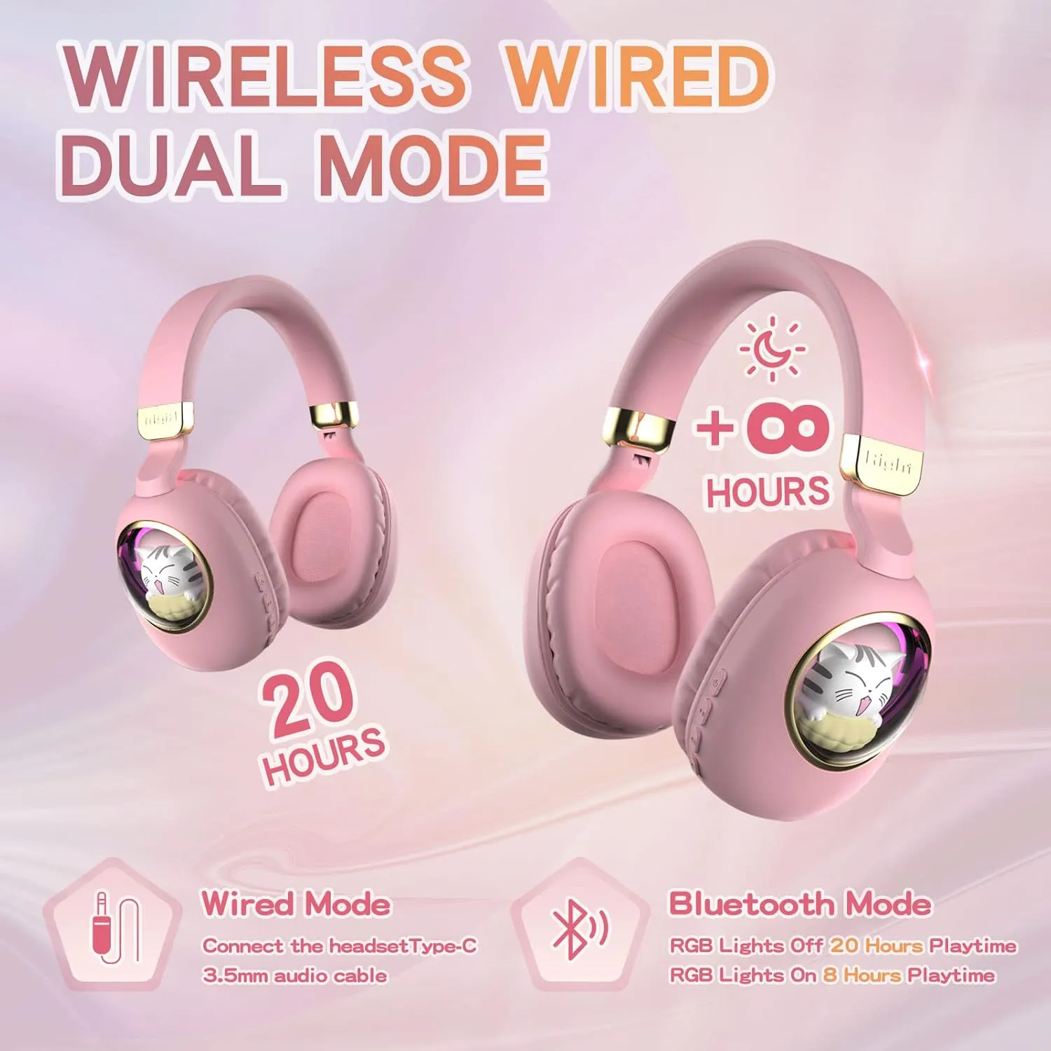 Girls Wired Headphones With Microphone - Blue Gaming Headset for Kids, School - Noise Cancelling, Over Ear, Wireless, Bluetooth Earbuds (Blue Gold)