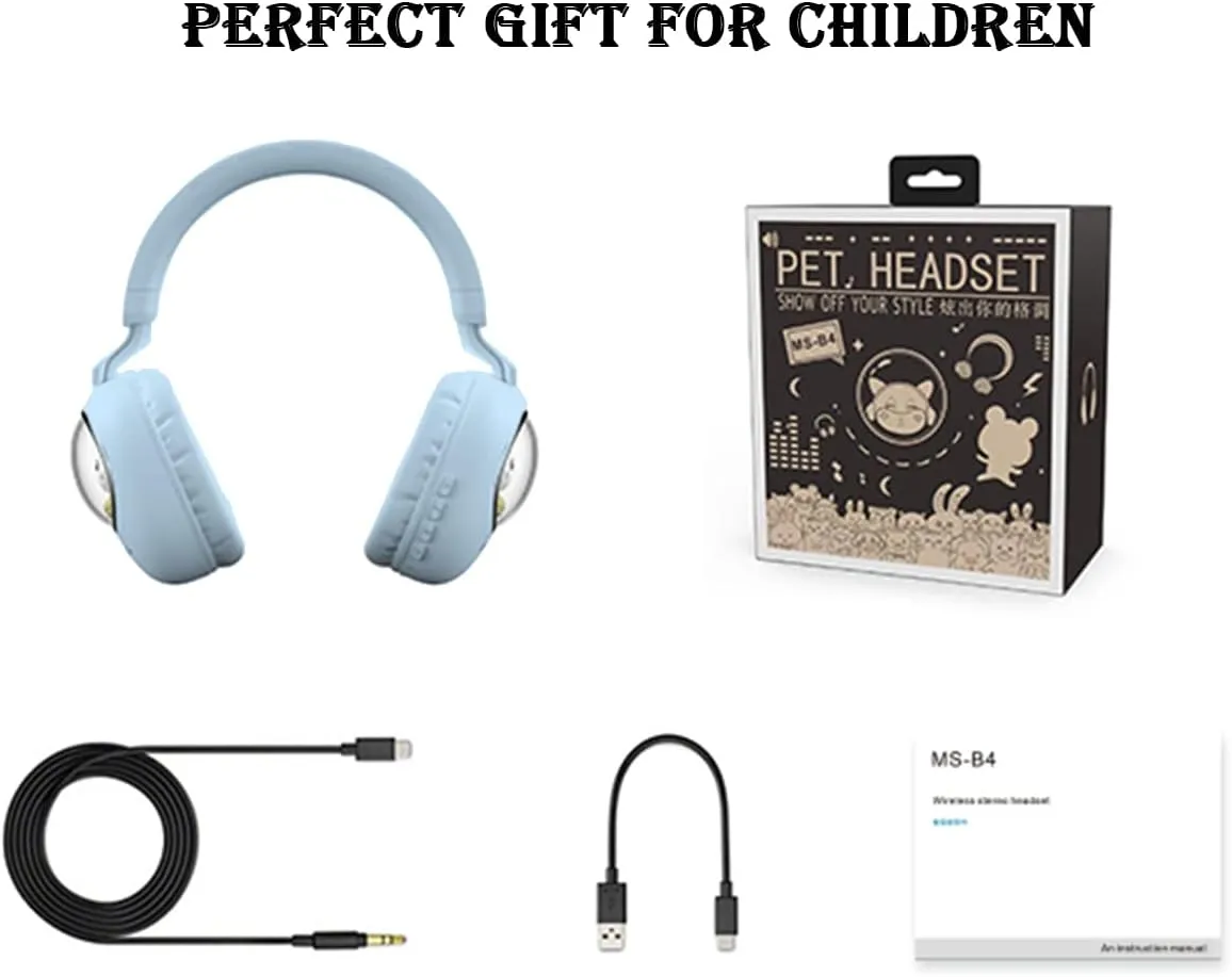 Girls Wired Headphones With Microphone - Blue Gaming Headset for Kids, School - Noise Cancelling, Over Ear, Wireless, Bluetooth Earbuds (Blue Gold)