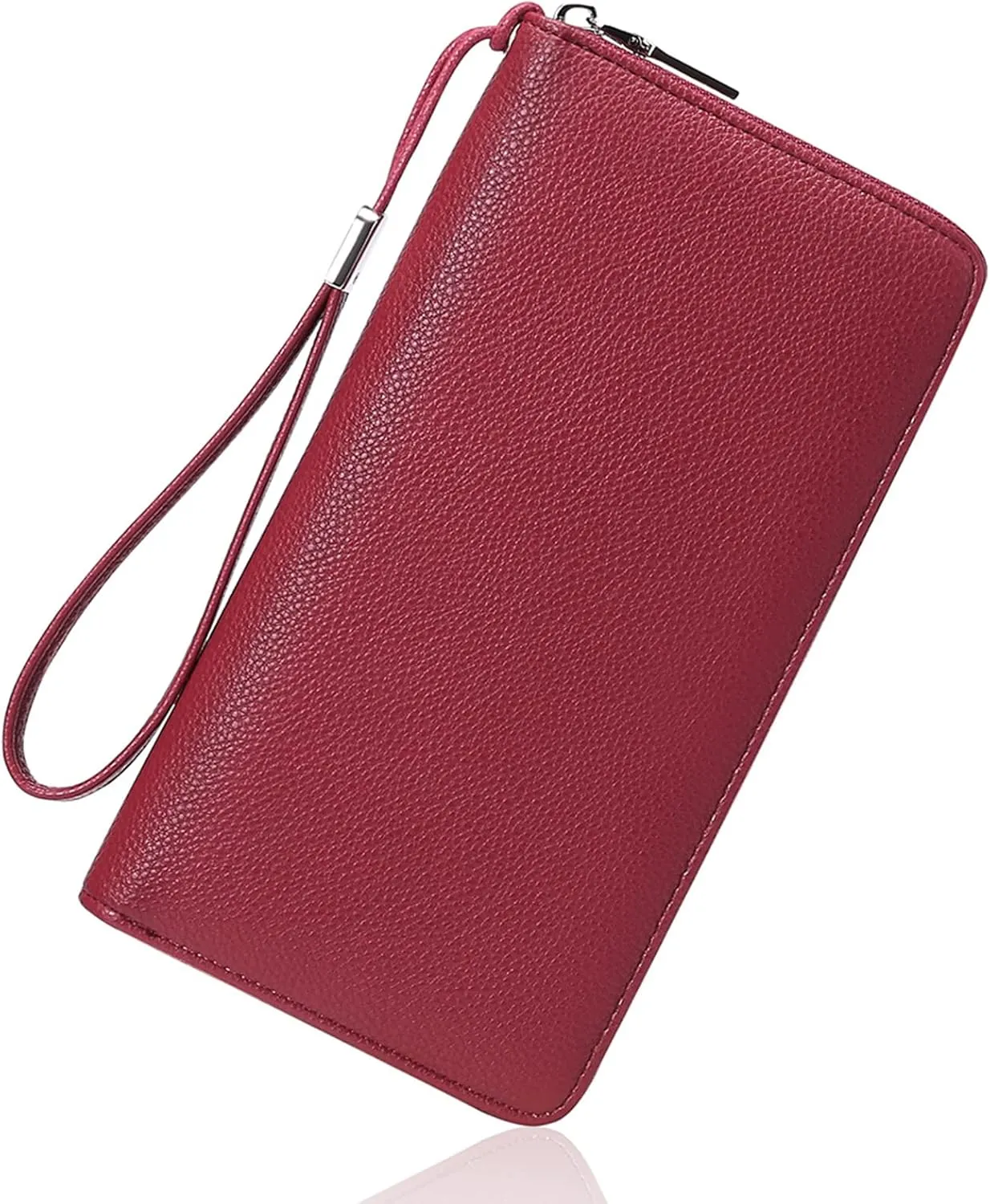GOIACII Womens Wallet RFID Blocking Leather Zip Around Wallet Large Capacity Long Purse Credit Card Clutch Wristlet