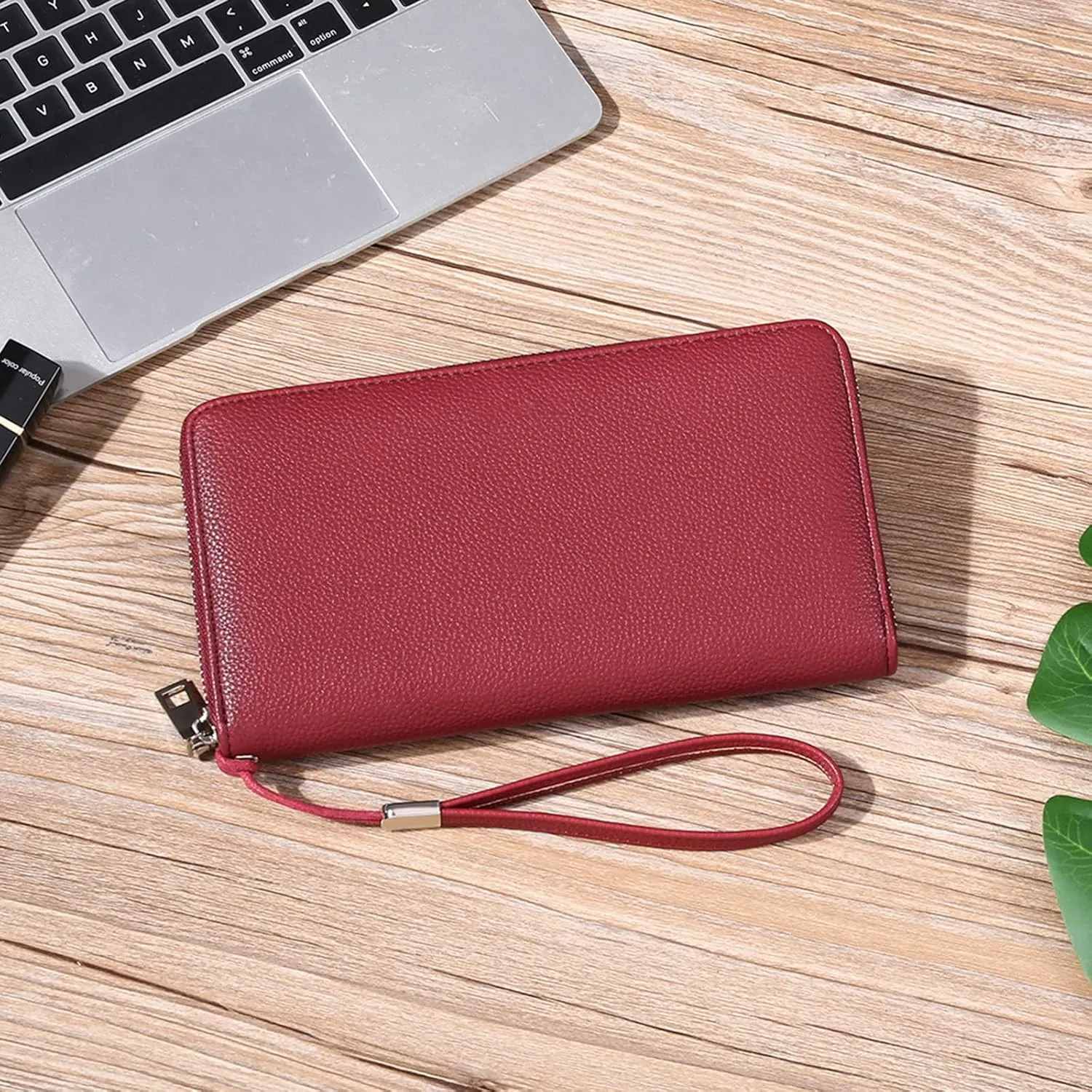 GOIACII Womens Wallet RFID Blocking Leather Zip Around Wallet Large Capacity Long Purse Credit Card Clutch Wristlet