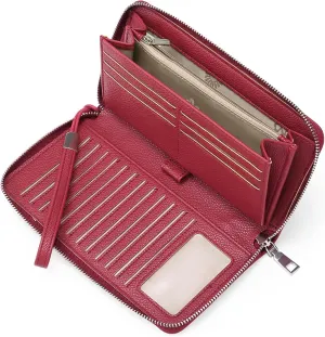GOIACII Womens Wallet RFID Blocking Leather Zip Around Wallet Large Capacity Long Purse Credit Card Clutch Wristlet
