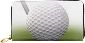 Golf Ball Leather Wallets For Women Waterproof Zip Around Clutch Purses Large Credit Card Holder With Phone Holder Ladies Travel Coin Purse