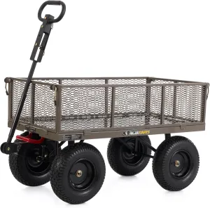 Gorilla Carts 5 Cu Ft Steel Dump Cart with Removable Panels for Flatbed, 1,200 Lb Capacity