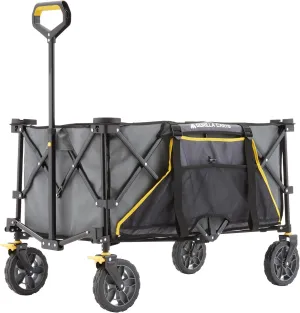 Gorilla Carts Collapsible Folding Utility Wagon Cart w/Oversized Bed, 7 Cu Ft, Gray - 150 lb Capacity Outdoor Wheelbarrow w/Zipper Pockets & Built-in Cup Holders for Beach, Camping & Picnic
