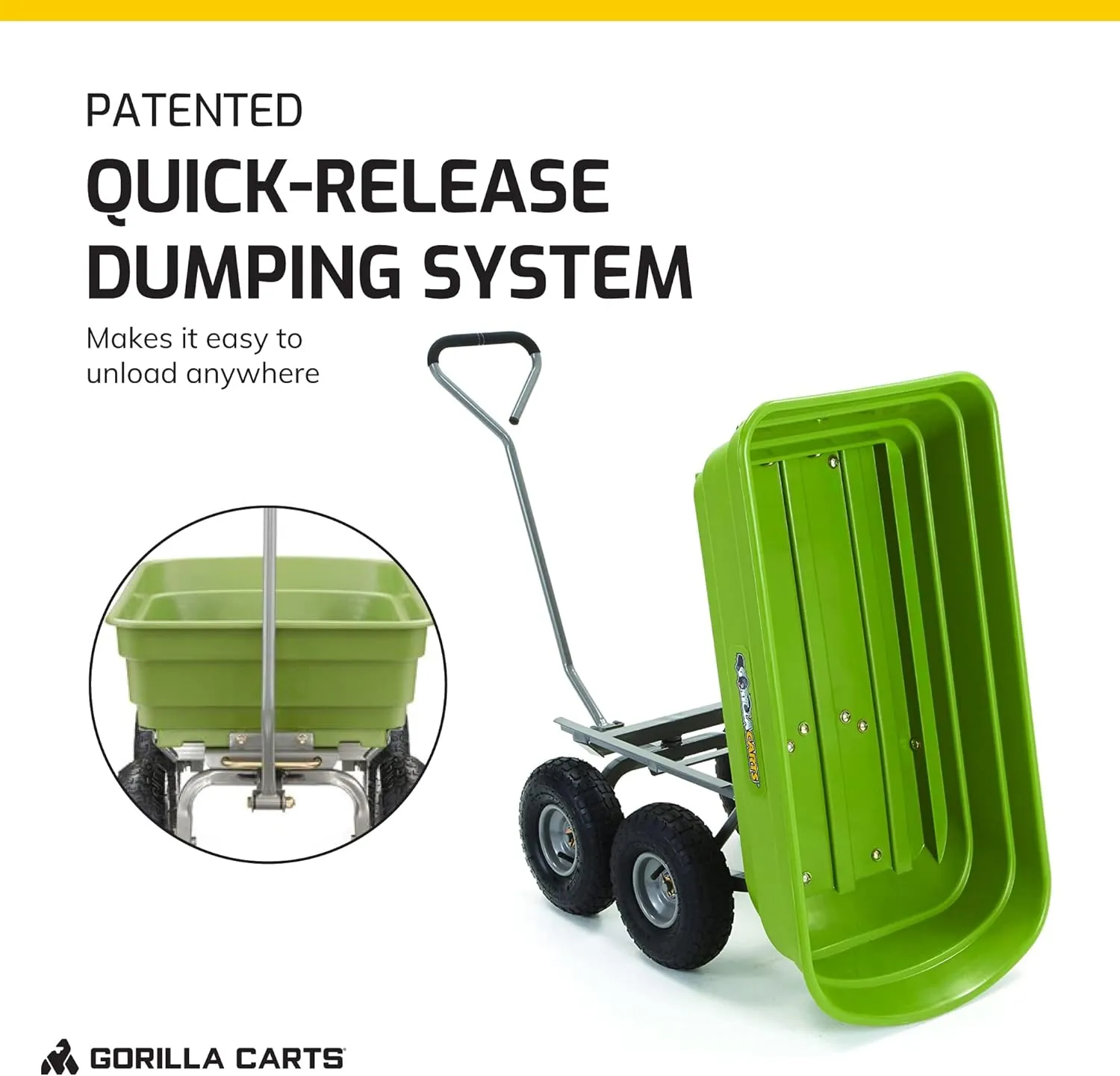 Gorilla Carts Heavy Duty Poly Yard Dump Cart, Lawn & Garden Wagon, 600 Lb, Green