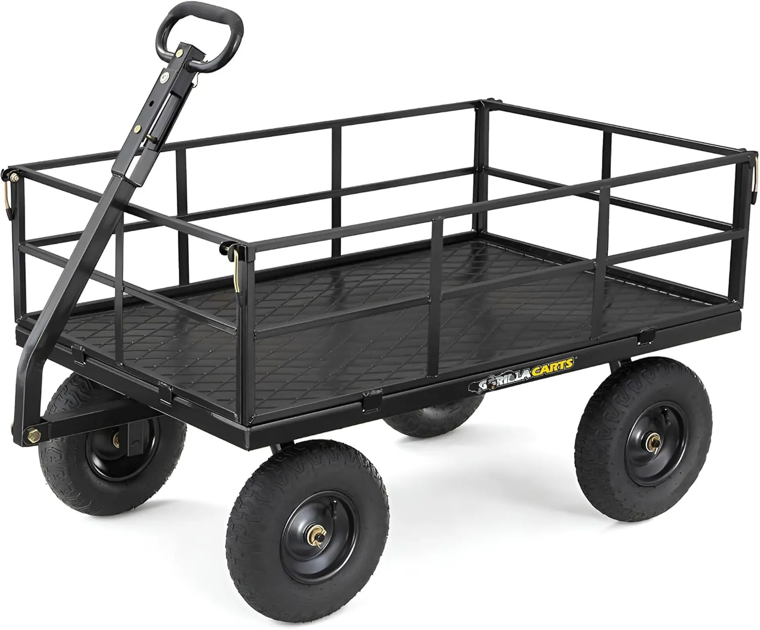 Gorilla Carts Heavy Duty Utility Cart, All Terrain Garden Wagon, 1200 Lb, Black