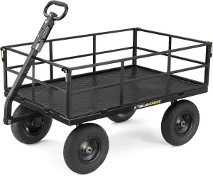Gorilla Carts Heavy Duty Utility Cart, All Terrain Garden Wagon, 1200 Lb, Black