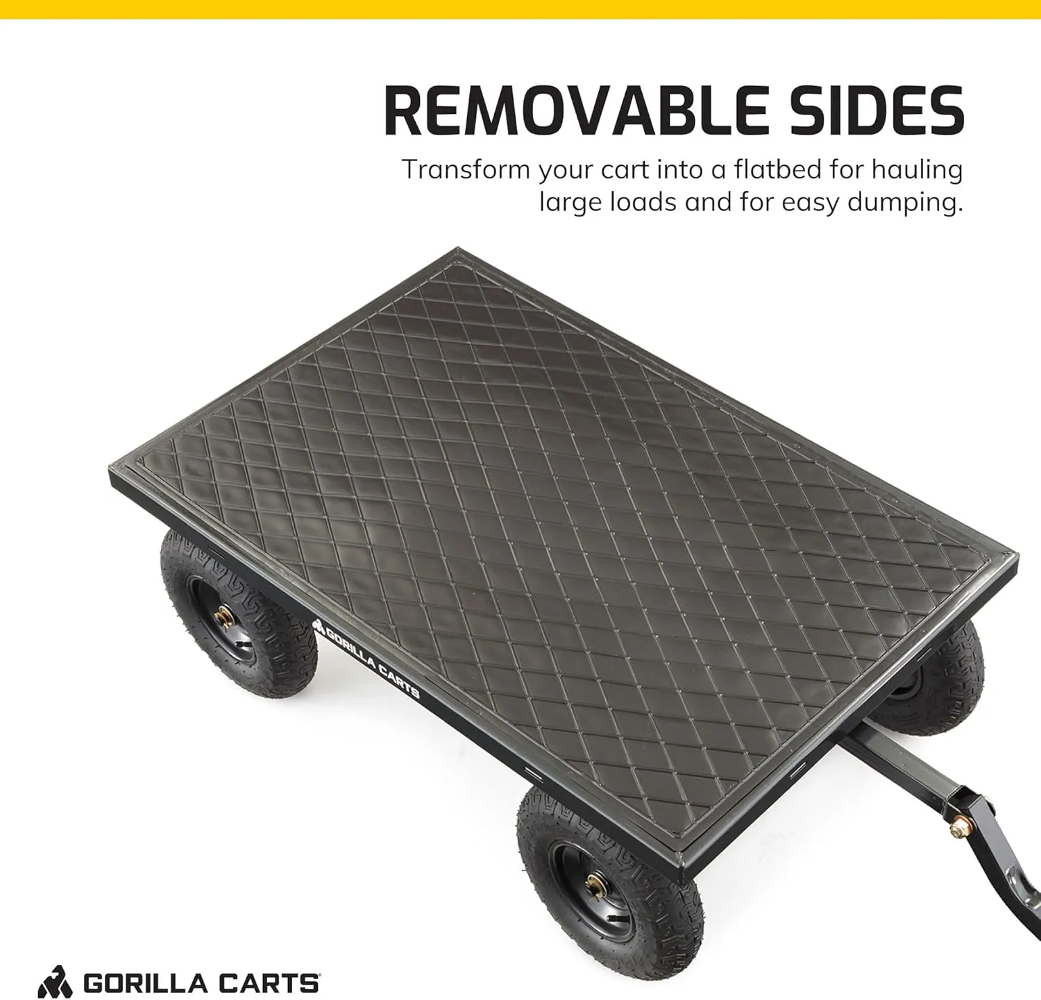 Gorilla Carts Heavy Duty Utility Cart, All Terrain Garden Wagon, 1200 Lb, Black