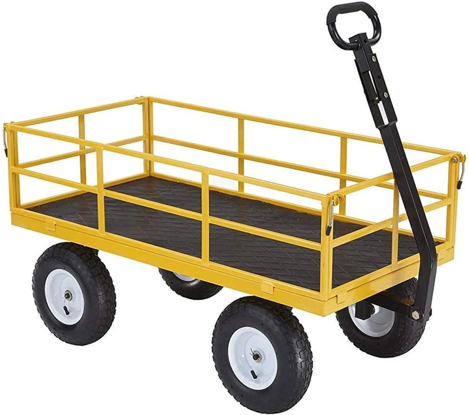 Gorilla Carts Heavy Duty Utility Cart, All Terrain Garden Wheelbarrow Wagon, 1200 Lb, Yellow - Gardening Equipment for Yard, Lawn, and Outdoor Use