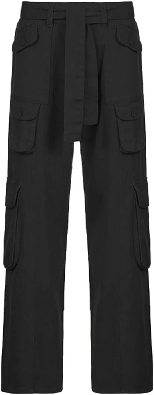 Gothic Cargo Pants Women's High Waist Wide Leg Jeans Women's Loose Casual Pants