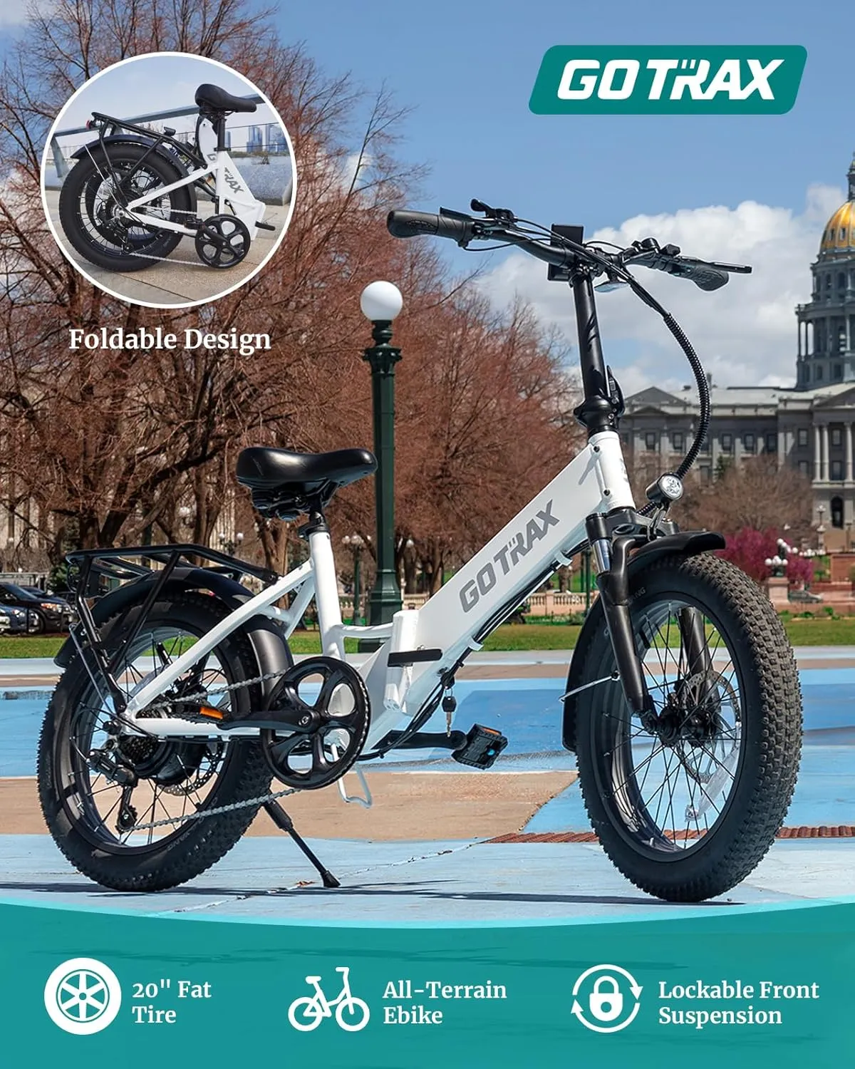 Gotrax 20" Folding Electric Bike with 55 Miles (Pedal-assist1) by 48V Battery, 20Mph Power by 500W, Smart LCD Display and 5 Pedal-Assist Levels, 7-Speed&Front Shock Absorber for Off-Road Bicycle