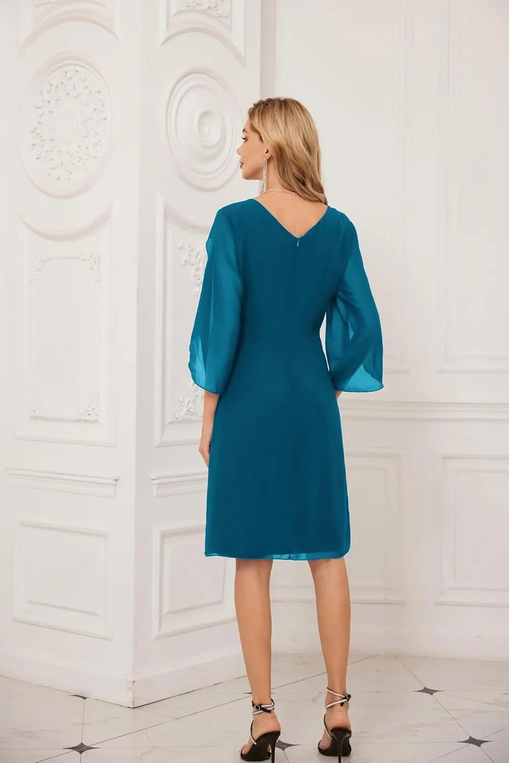 GRACE KARIN Womens Chiffon Dresses Flutter Sleeve Party Wedding Cocktail Dress Size 8-20