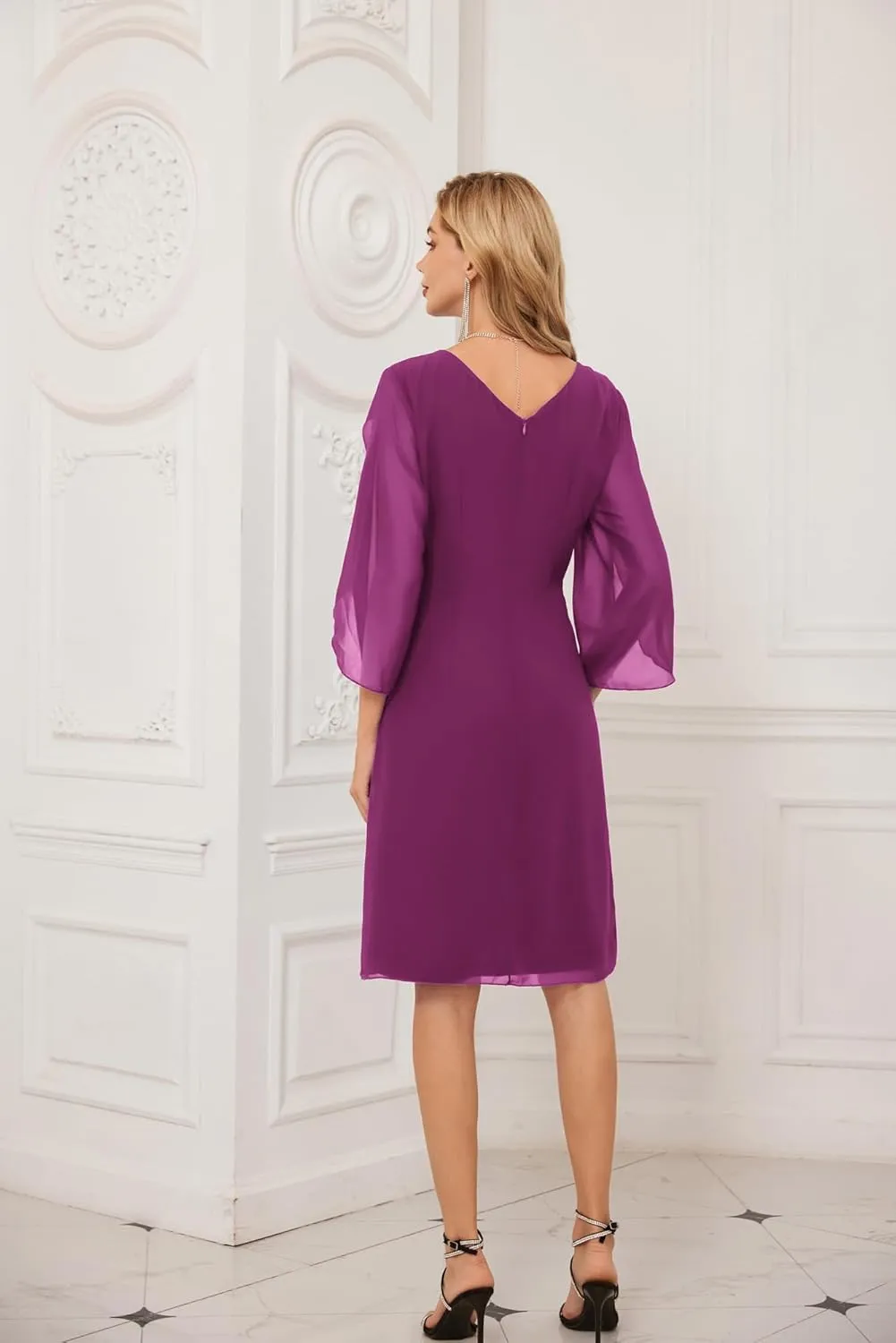 GRACE KARIN Womens Chiffon Dresses Flutter Sleeve Party Wedding Cocktail Dress Size 8-20