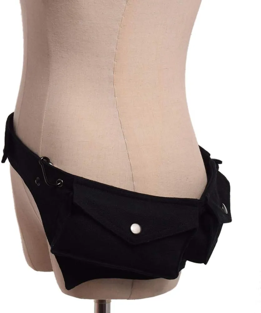 GRACEART Burning man Cotton Canvas Waistbag Steampunk Travel Utility Belt Black