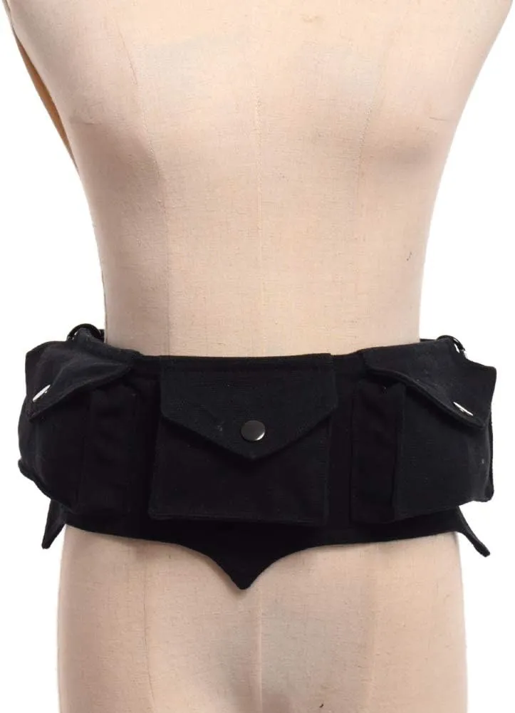 GRACEART Burning man Cotton Canvas Waistbag Steampunk Travel Utility Belt Black