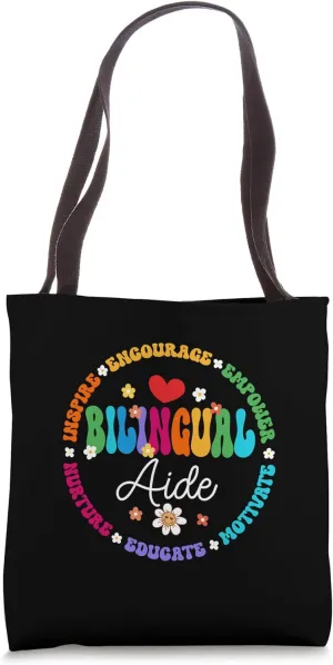 Groovy Bilingual Aide Teachers Back to School Spanish Tote Bag