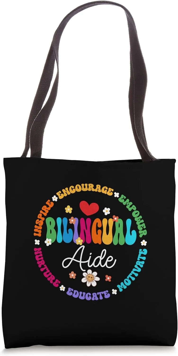 Groovy Bilingual Aide Teachers Back to School Spanish Tote Bag