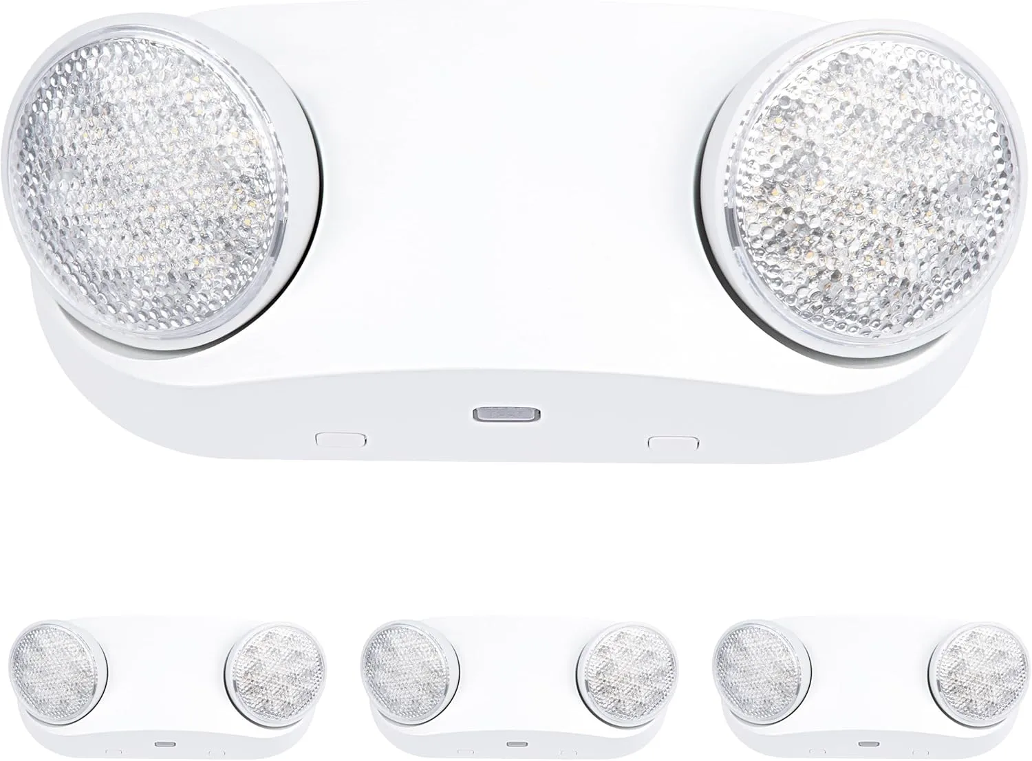 GRUENLICH LED Emergency Light with Battery Backup, 2 Adjustable Bug Eye Heads Lights, US Standard, AC 120-277V, Hardwired Commercial Emergency Exit Light for Business, 4-Pack