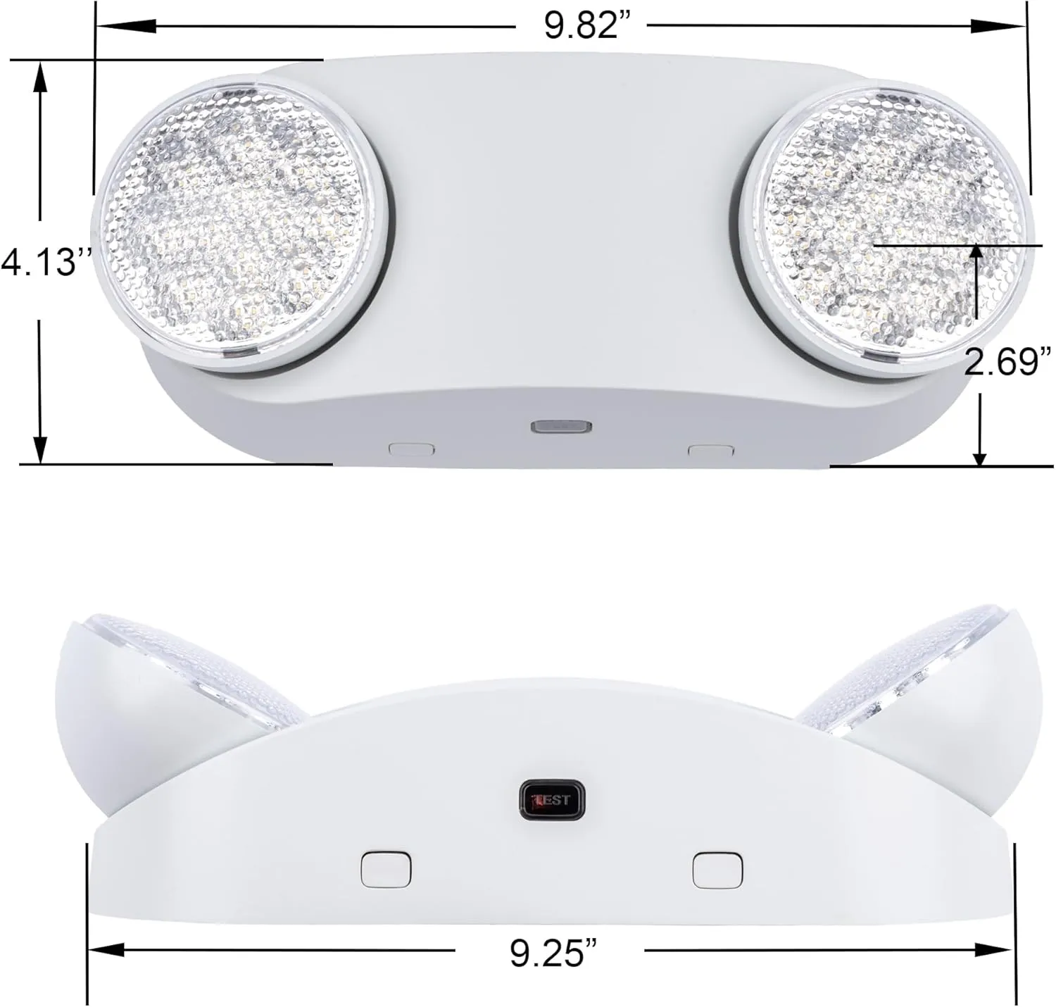 GRUENLICH LED Emergency Light with Battery Backup, 2 Adjustable Bug Eye Heads Lights, US Standard, AC 120-277V, Hardwired Commercial Emergency Exit Light for Business, 4-Pack