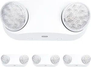 GRUENLICH LED Emergency Light with Battery Backup, 2 Adjustable Bug Eye Heads Lights, US Standard, AC 120-277V, Hardwired Commercial Emergency Exit Light for Business, 4-Pack