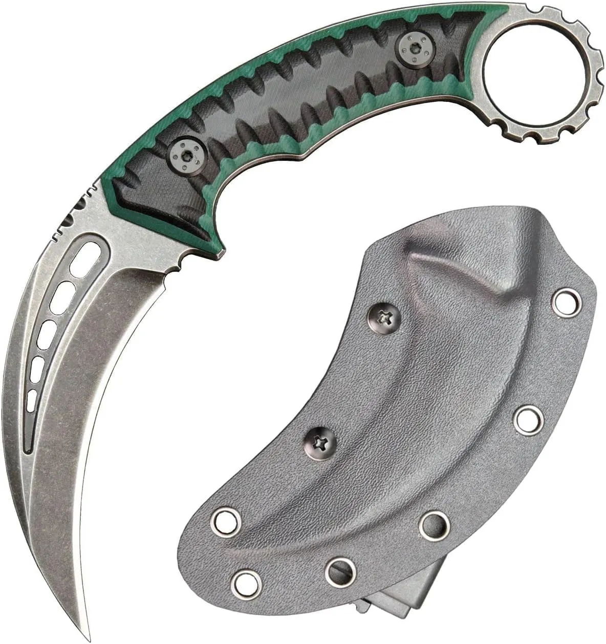 Gtk112 Claw knife,Fixed Blade Knife,D2 Steel Blade  G10 Handle Outdoor Camping Hunting Survival Knives,EDC Tool Knifes with Kydex Sheath(Black)
