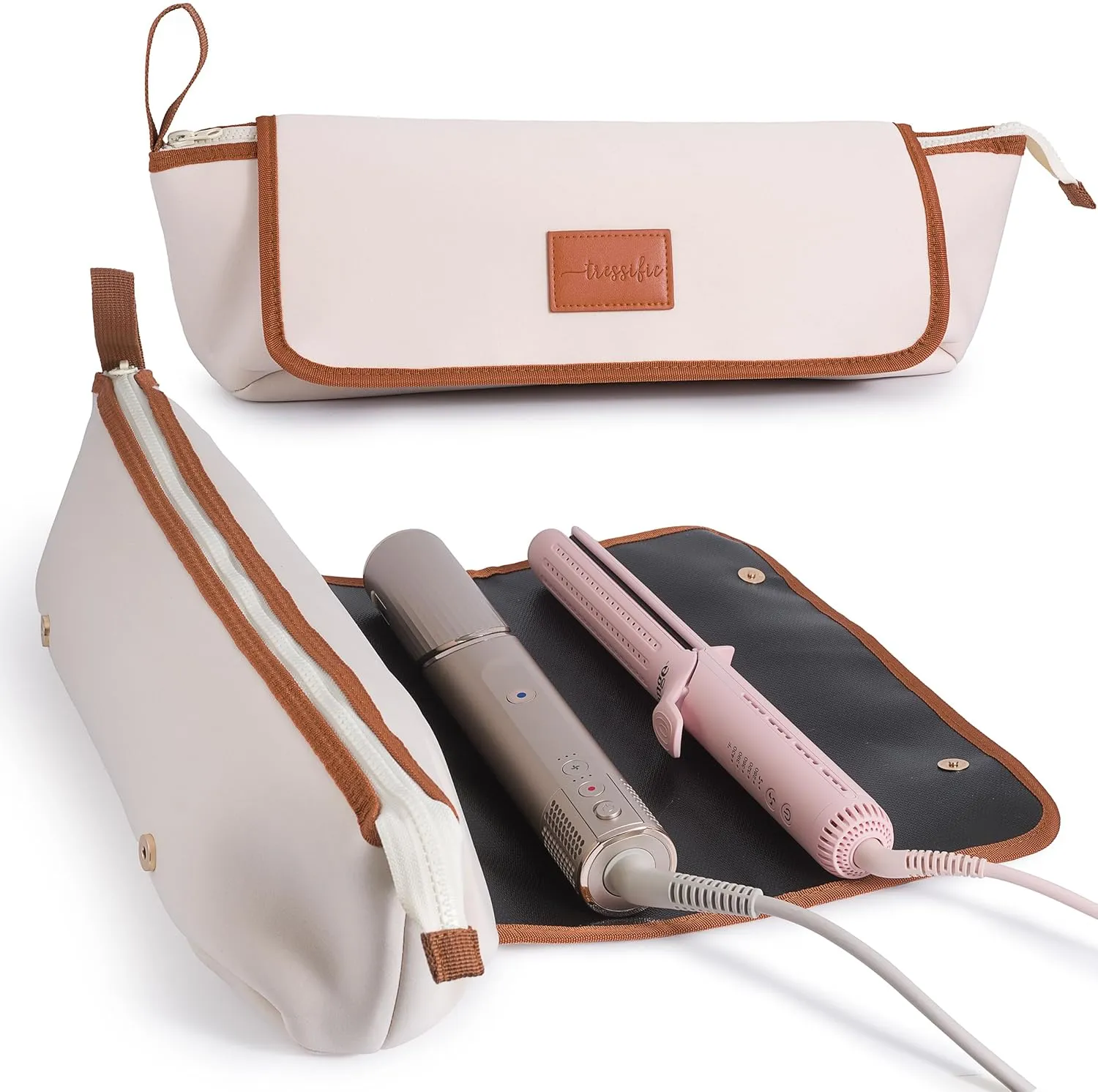 Hair Tools Travel Bag with Heat Resistant Mat, Large Hot Tool Organizer Bag, Curling Iron/Flat Iron Travel Case, Carrying Case for Hair Styling Tools, Travel Must Haves, Travel Essentials for Women
