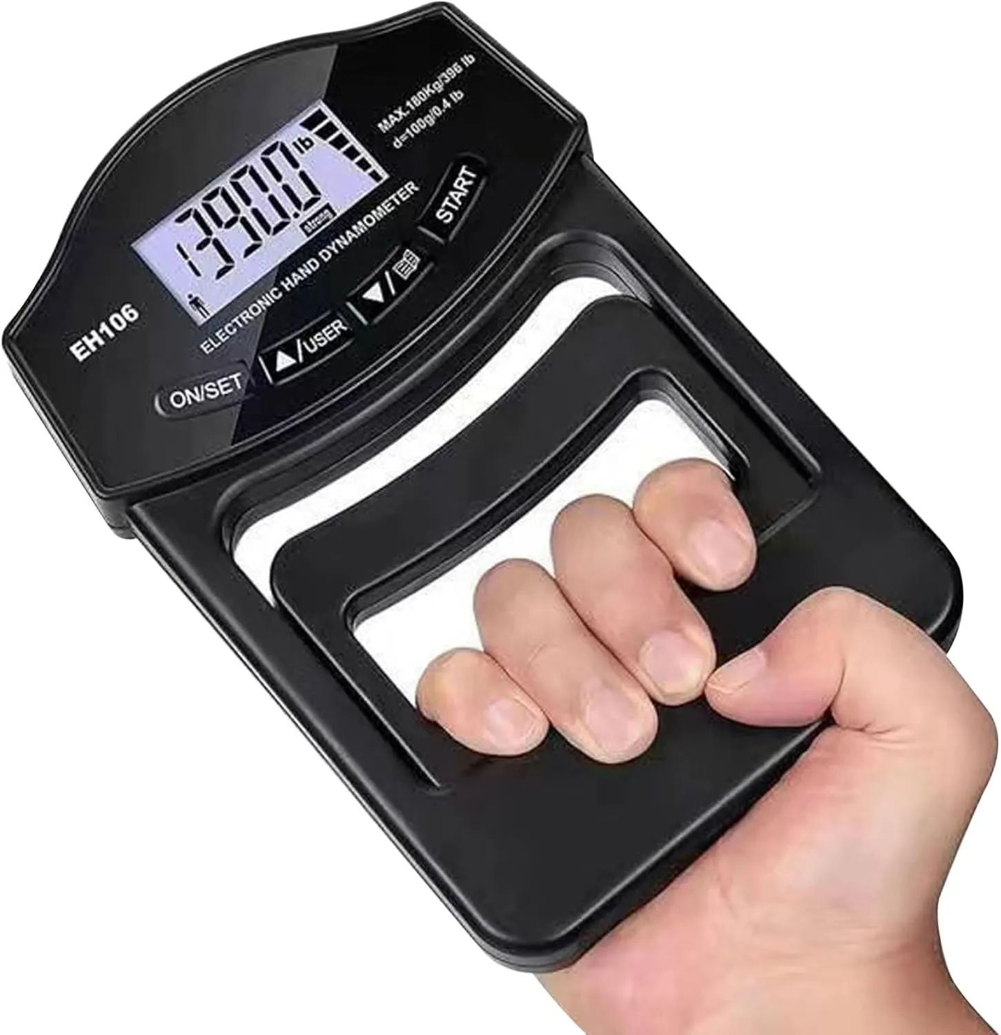 Hand Grip Dynamometer, Grip Strength Tester, 180kg/396lb LCD Digital Hand Grip Dynamometer, Adjustable Grip Strength Meter, USB/Battery-Operated Grip Tester for Sports, School, Home, Grip Strength M