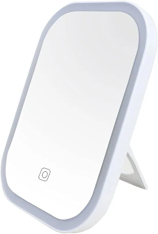 Hand Mirror LED Lighted Makeup Mirror for Desk, Travel Vanity Mirror, Dimmable Table Countertop Cosmetic Mirror with Touch Screen Switch, Batteries Or USB Operated,