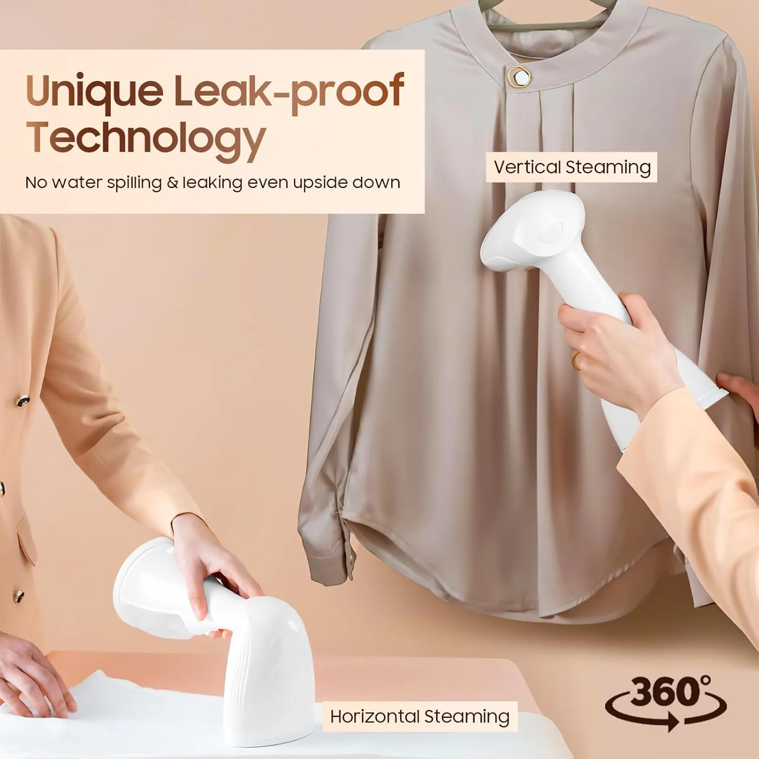 Handheld Portable Garment Steamer for Clothes - 1500W Clothes Steamer Remove Wrinkles for All Fabrics, 15S Fast Heat-Up, Make Clothes Soft & Smooth